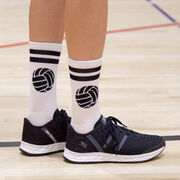 Volleyball Woven Mid-Calf Socks - Ball (White/Black)