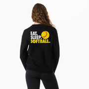 Softball Crewneck Sweatshirt - Eat Sleep Softball (Back Design)