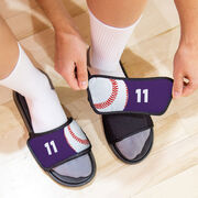 Baseball Repwell&reg; Slide Sandals - Ball and Number Reflected