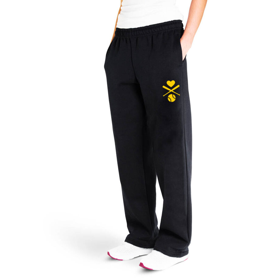 Softball Fleece Sweatpants - Crossed Softball Bats