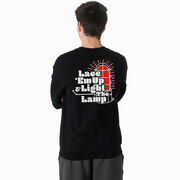 Hockey Crewneck Sweatshirt - Lace 'Em Up And Light The Lamp (Back Design)