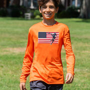 Guys Lacrosse Long Sleeve Performance Tee - Patriotic Lacrosse