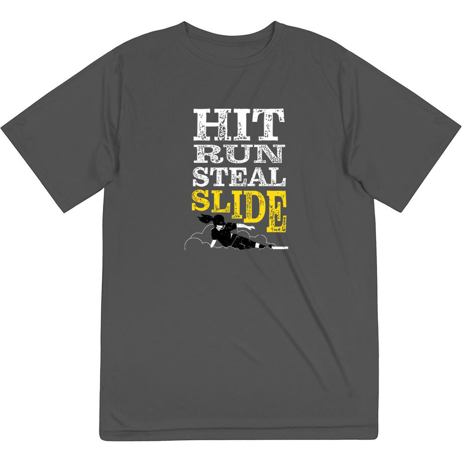 Softball Short Sleeve Performance Tee - Hit Run Steal Slide