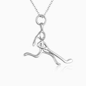 Silver Plated Hockey Girl (Stick Figure) Necklace