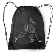 Hockey Drawstring Backpack - Hockey Player Sketch