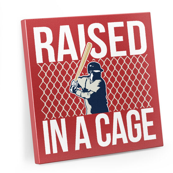 Baseball Canvas Wall Art - Raised In A Cage