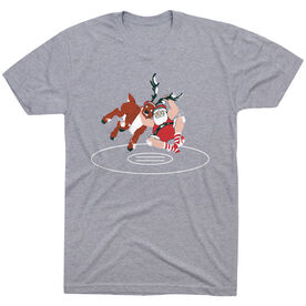 Wrestling T-Shirt Short Sleeve - Wrestling Reindeer [Youth Large/Gray] - SS
