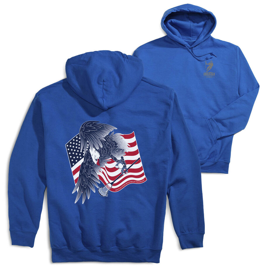 Guys Lacrosse Hooded Sweatshirt - Lacrosse Eagle (Back Design)