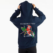 Hockey Hooded Sweatshirt - He's Checking It Twice (Back Design) 