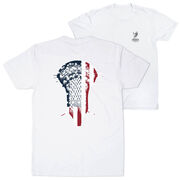 Guys Lacrosse Short Sleeve T-Shirt - Patriotic Stick (Back Design)