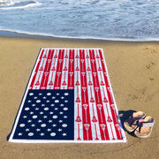 Guys Lacrosse Premium Beach Towel - Patriotic Lacrosse