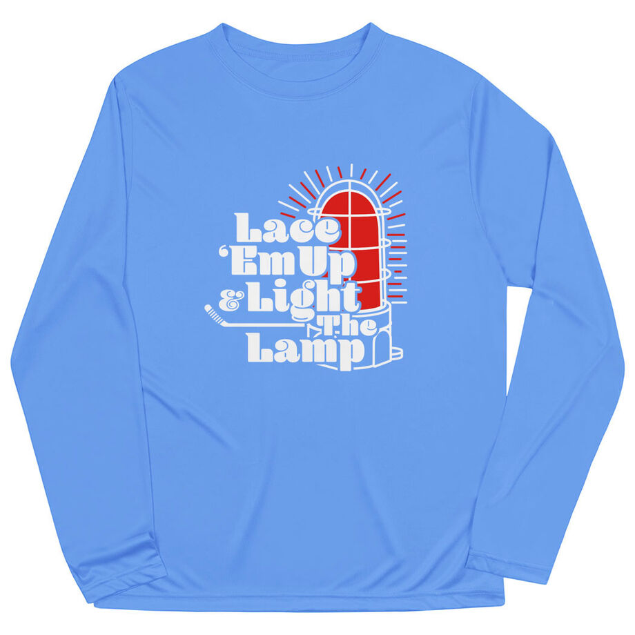 Hockey Long Sleeve Performance Tee - Lace 'Em Up And Light The Lamp - Personalization Image