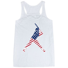 Softball Flowy Racerback Tank Top - Softball Stars and Stripes Player