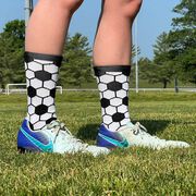 Soccer Woven Mid-Calf Socks - Soccer Ball Pattern