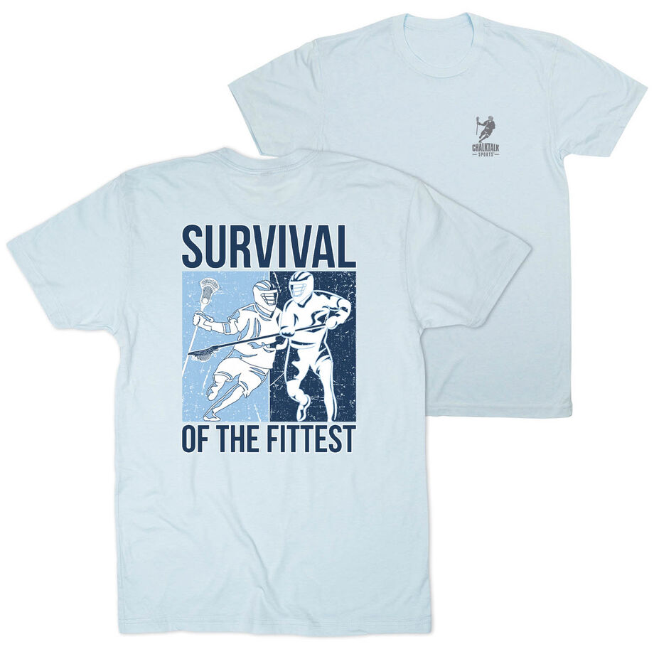 Guys Lacrosse Short Sleeve T-Shirt - Survival of the Fittest (Back Design)