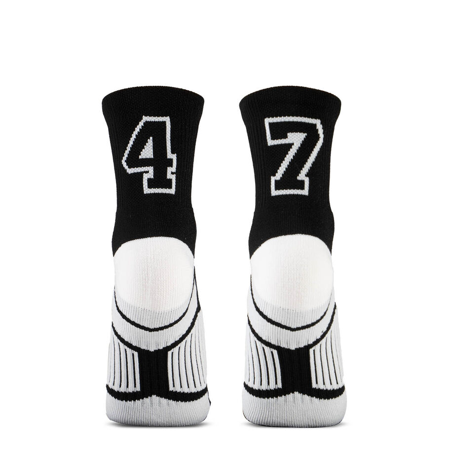 Team Number Woven Quarter Length Socks - Black