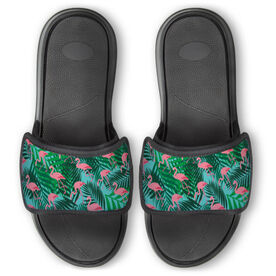 Personalized Repwell&reg; Slide Sandals - Flamingos with Palms