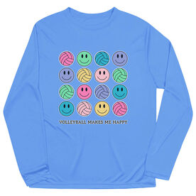 Volleyball Long Sleeve Performance Tee - Volleyball Makes Me Happy