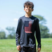 Hockey Long Sleeve Performance Tee - American Flag