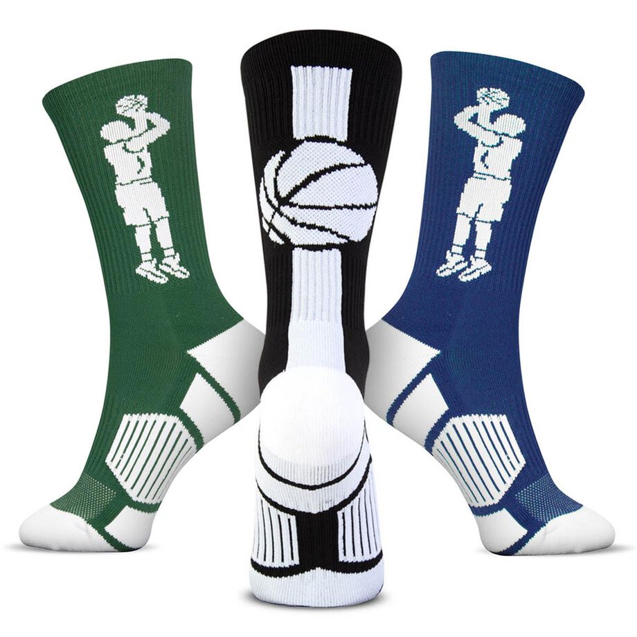 Basketball Woven Mid-Calf Sock Set -  Two Players One Ball