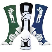 Basketball Woven Mid-Calf Sock Set -  Two Players One Ball