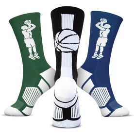 Basketball Woven Mid-Calf Sock Set -  Two Players One Ball
