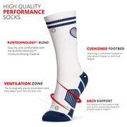 Tennis Woven Mid-Calf Socks - Crossed Racquets