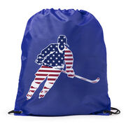 Hockey Drawstring Backpack - Hockey Stars and Stripes Player