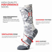 Baseball Woven Mid-Calf Socks - Crossed Bats - Camo