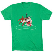 Wrestling T-Shirt Short Sleeve - Wrestling Reindeer [Youth Large/Green] - SS