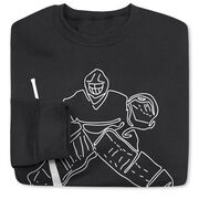 Hockey Crewneck Sweatshirt - Hockey Goalie Sketch