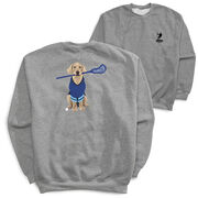 Guys Lacrosse Crewneck Sweatshirt - Laxer the Lacrosse Dog (Back Design)