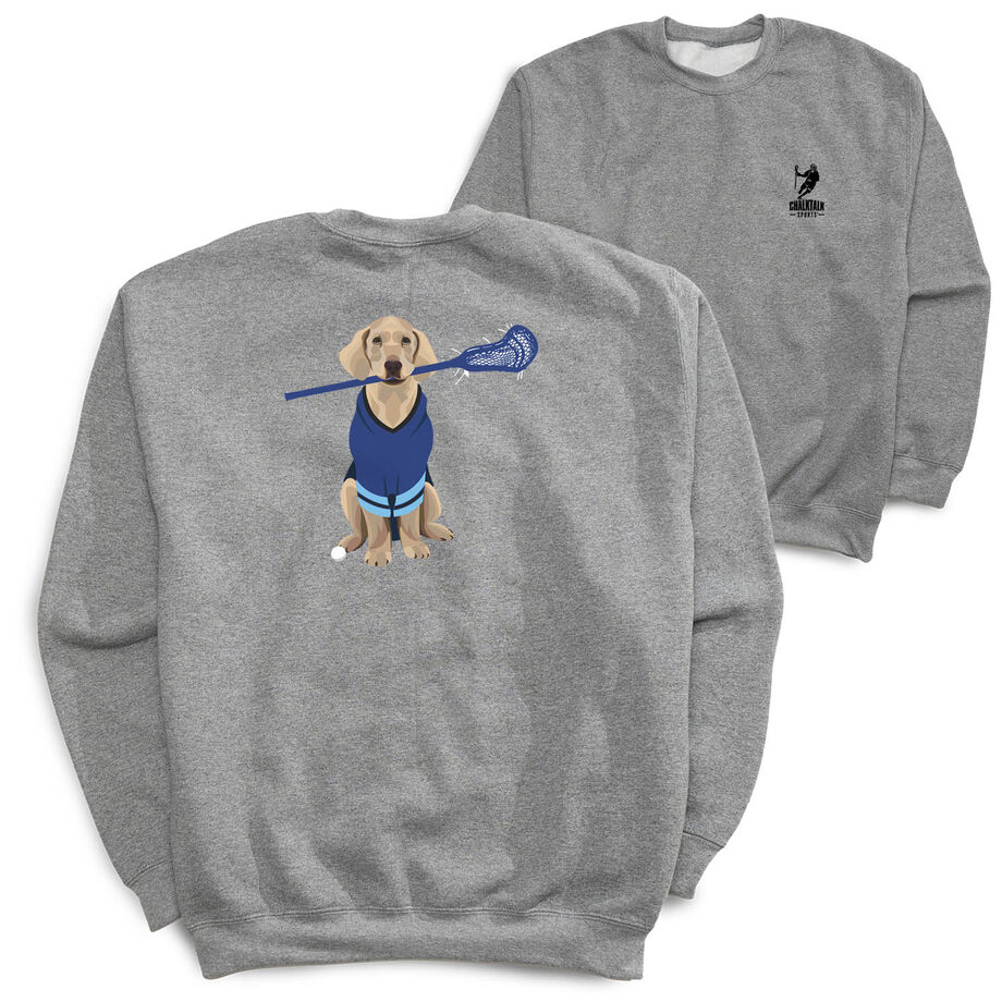Guys Lacrosse Crewneck Sweatshirt - Laxer the Lacrosse Dog (Back Design)