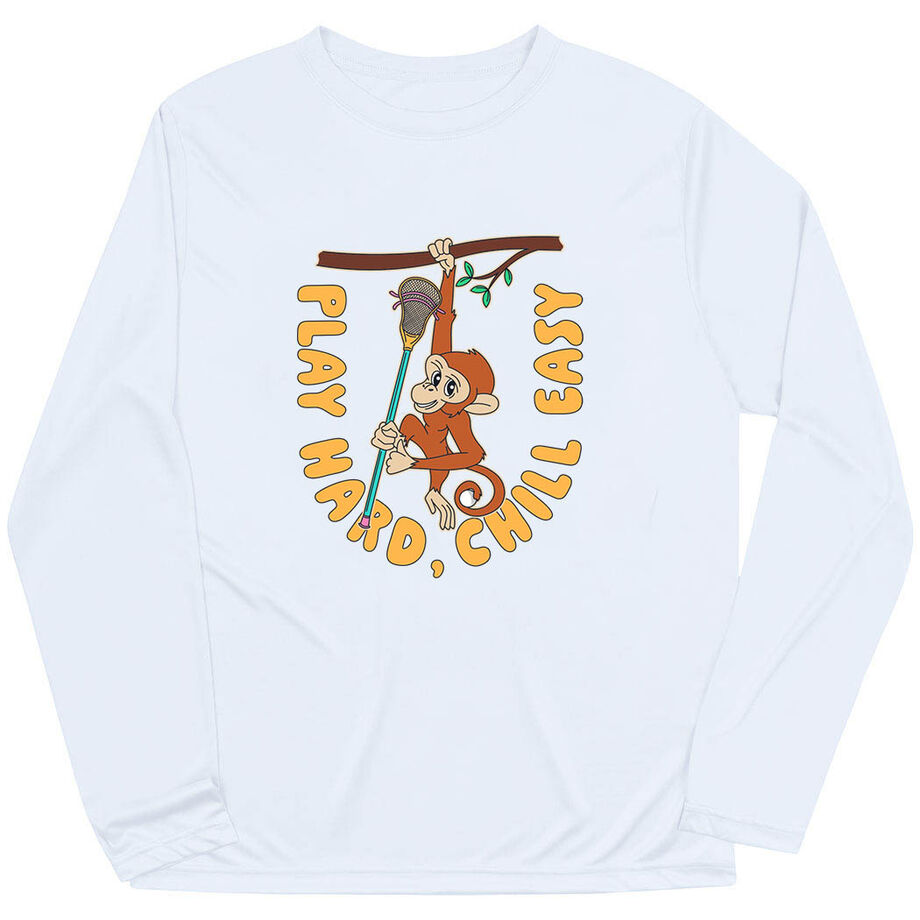 Guys Lacrosse Long Sleeve Performance Tee - Play Hard, Chill Easy