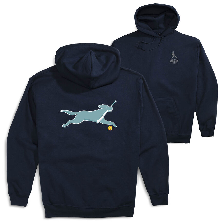 Softball Hooded Sweatshirt - Mitts the Softball Dog (Back Design)