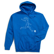 Soccer Hooded Sweatshirt - Soccer Girl Player Sketch