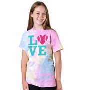 Softball Short Sleeve T-Shirt - LOVE Softball Tie Dye