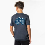 Skiing Short Sleeve T-Shirt - The Mountains Are Calling (Back Design)