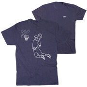 Basketball Short Sleeve T-Shirt - Basketball Player Sketch (Back Design)