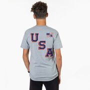 Hockey Short Sleeve T-Shirt - Hockey USA Gold (Back Design)