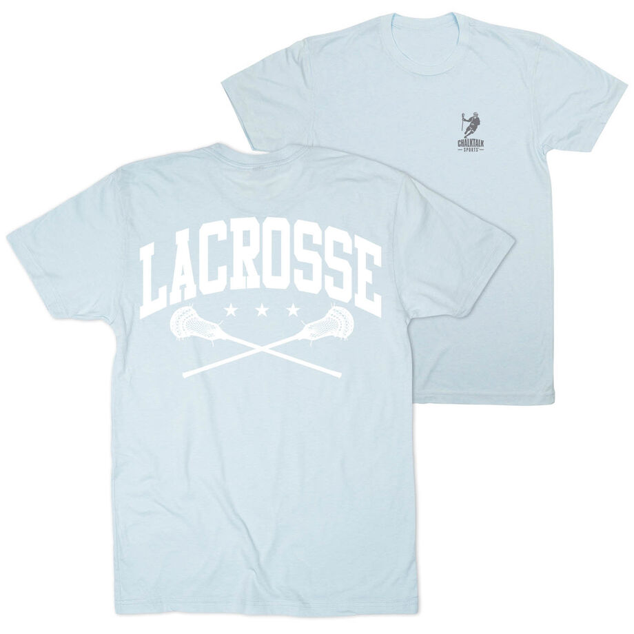 Guys Lacrosse Short Sleeve T-Shirt - Crossed Sticks (Back Design)