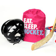 Hockey Drawstring Backpack Eat. Sleep. Hockey.
