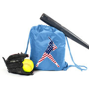 Softball Drawstring Backpack - Softball Stars and Stripes Player