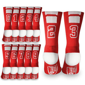 Team Number Woven Mid-Calf Socks - Red (2019)