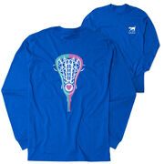 Girls Lacrosse Tshirt Long Sleeve - Lacrosse Stick Heart (Back Design)