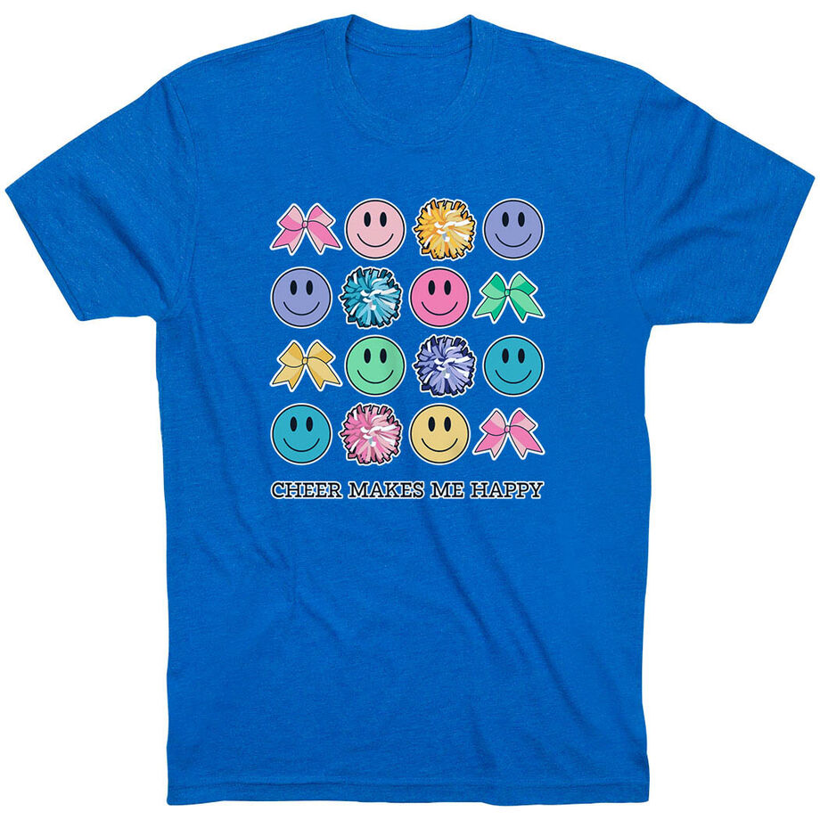 Cheerleading Short Sleeve T-Shirt - Cheer Makes Me Happy