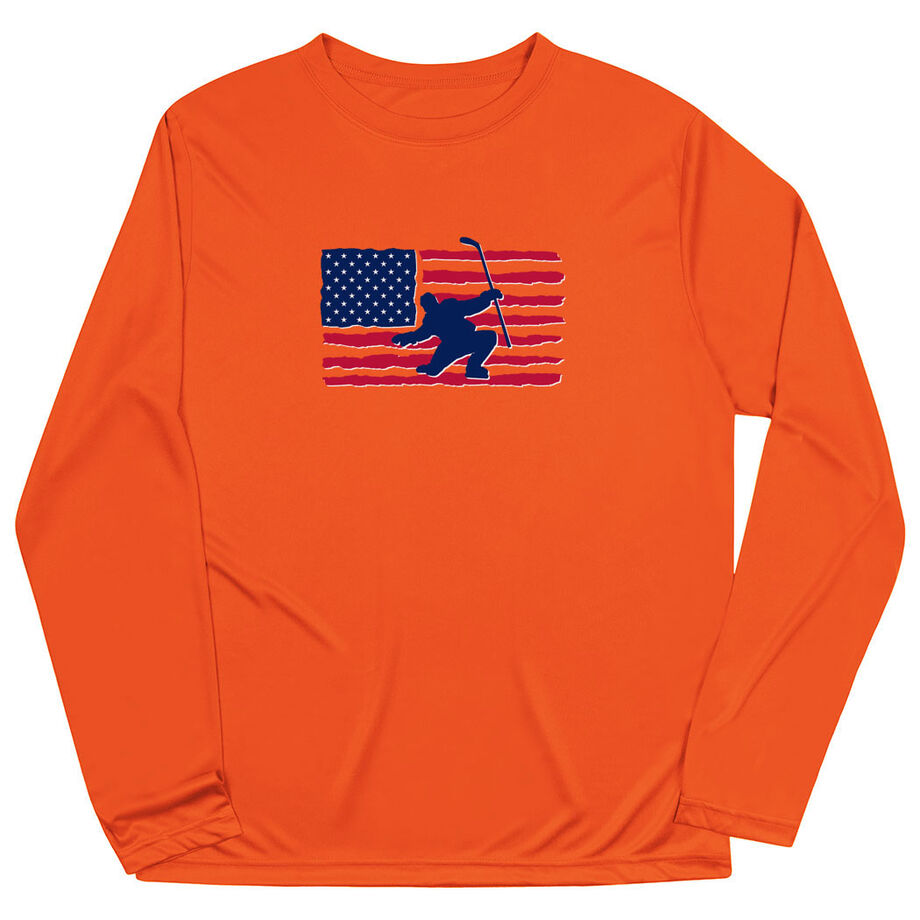 Hockey Long Sleeve Performance Tee - Hockey Land That We Love