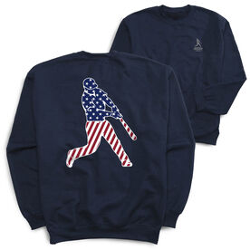 Baseball Crewneck Sweatshirt - Baseball Stars and Stripes Player (Back Design)
