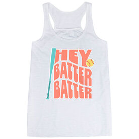 Softball Flowy Racerback Tank Top - Hey Batter Batter