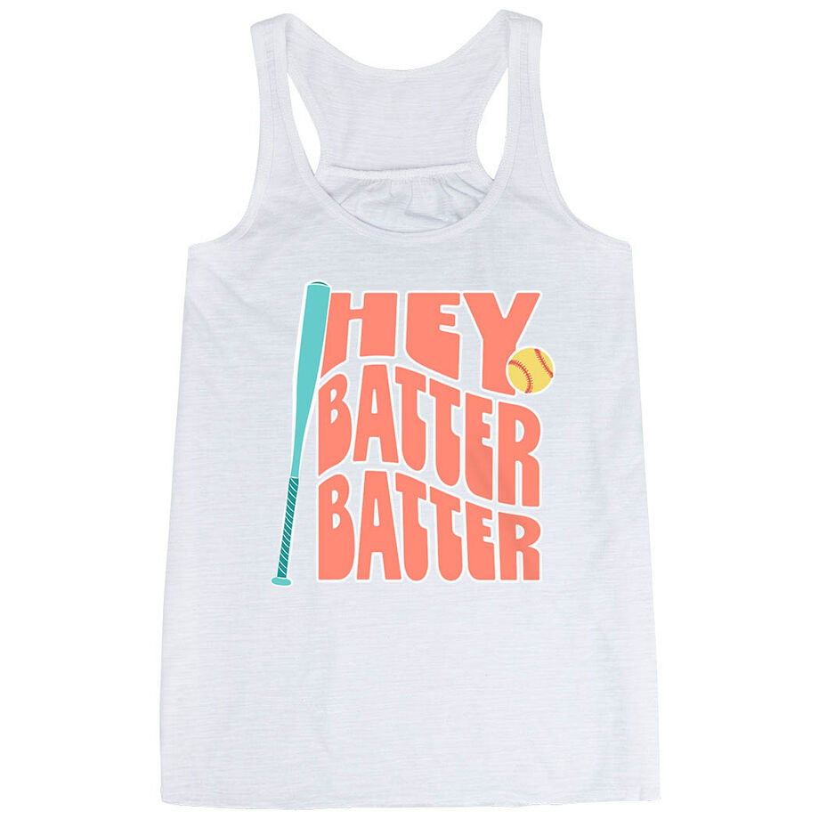 Softball Flowy Racerback Tank Top - Hey Batter Batter